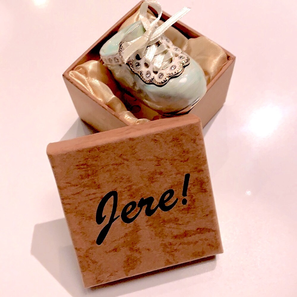Vintage Jere! Baby Shoe Box Blue/greenCrystals
